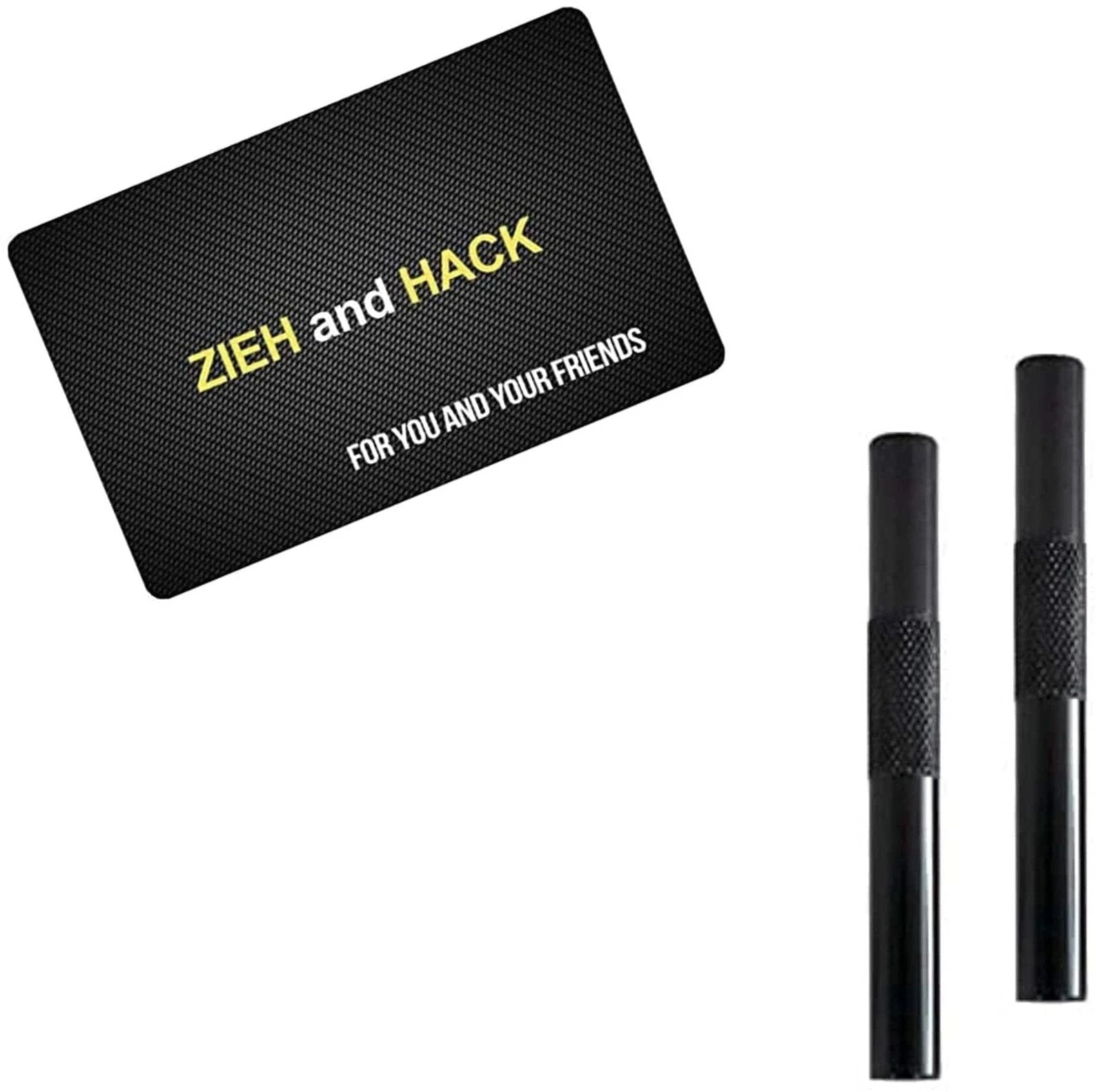 Röhrchen-Set – 2x Aluminium (Schwarz, 70mm) mit Grip & Zieh-und-Hack-Karte -  from DieBallerei