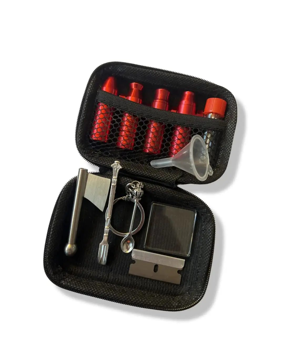 Vorratsbehälter Case – Komplettset mit 4 Aluminium Dosierern & Zubehör (Rot) -  from DieBallerei