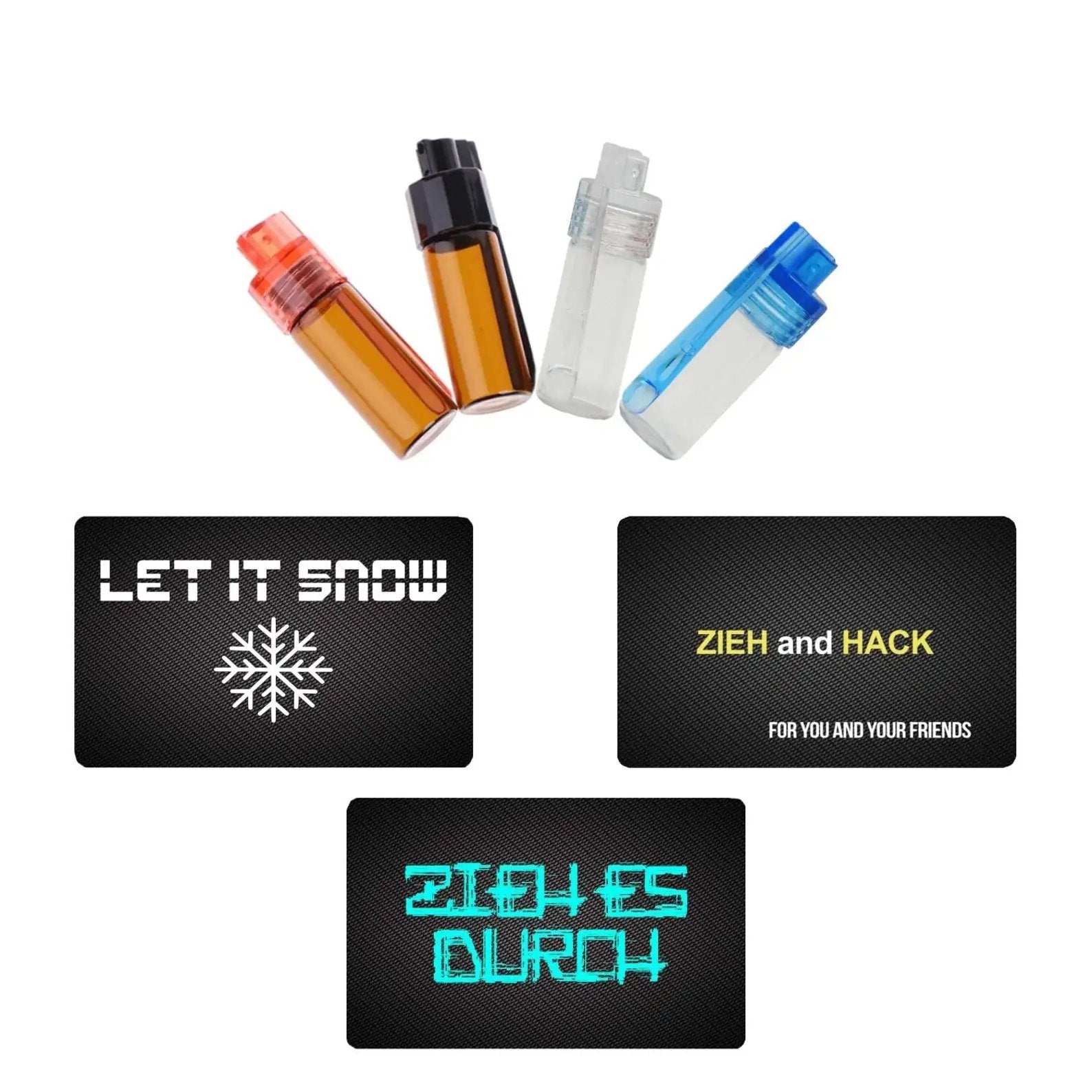 Set – 4 Große Spender (43mm Braun,Klar) mit Löffel & 3 Hack-Karten -  from DieBallerei