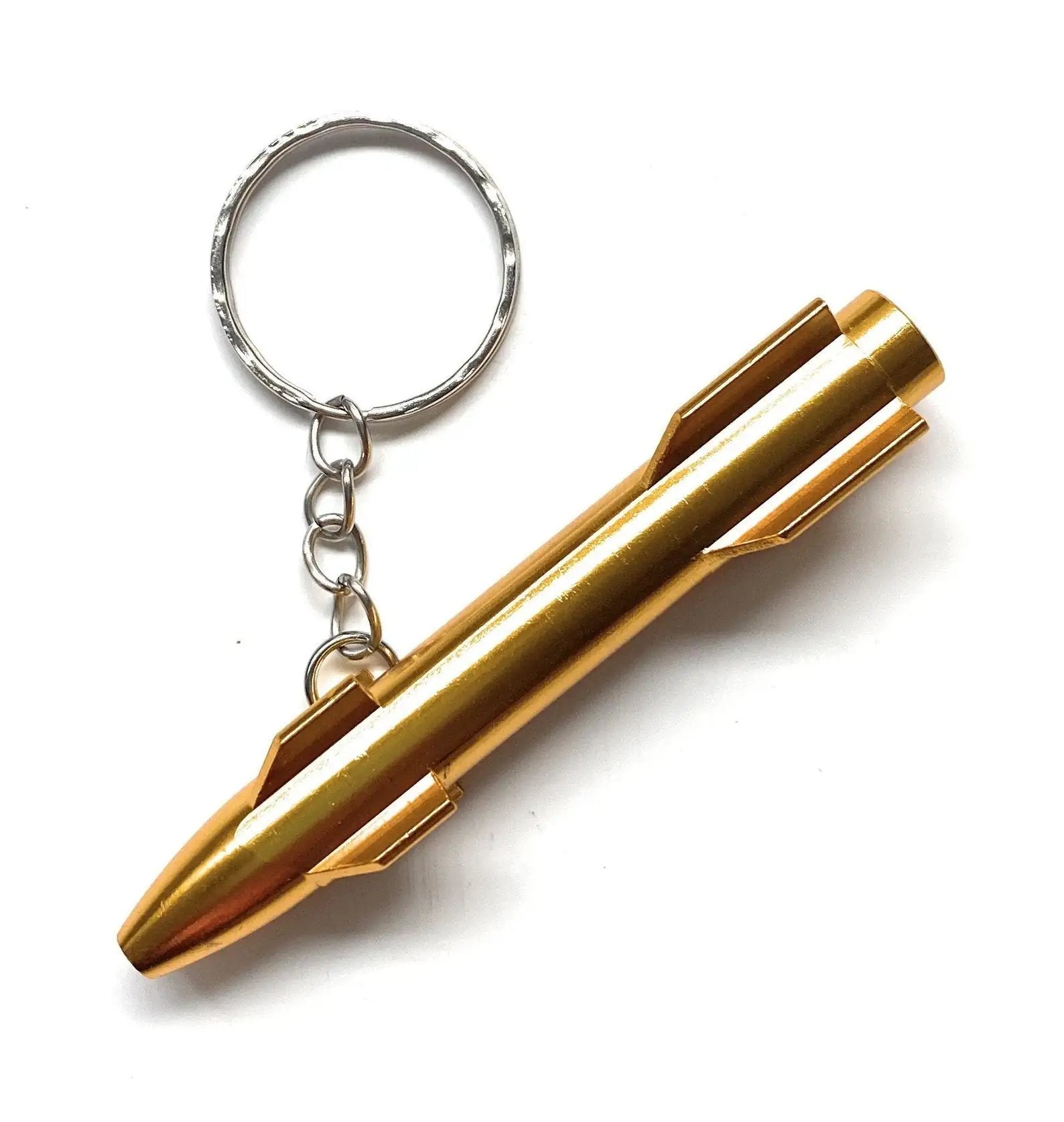 Aluminium Ziehröhrchen im Raketen-Design mit Schlüsselanhänger – Gold -  from DieBallerei