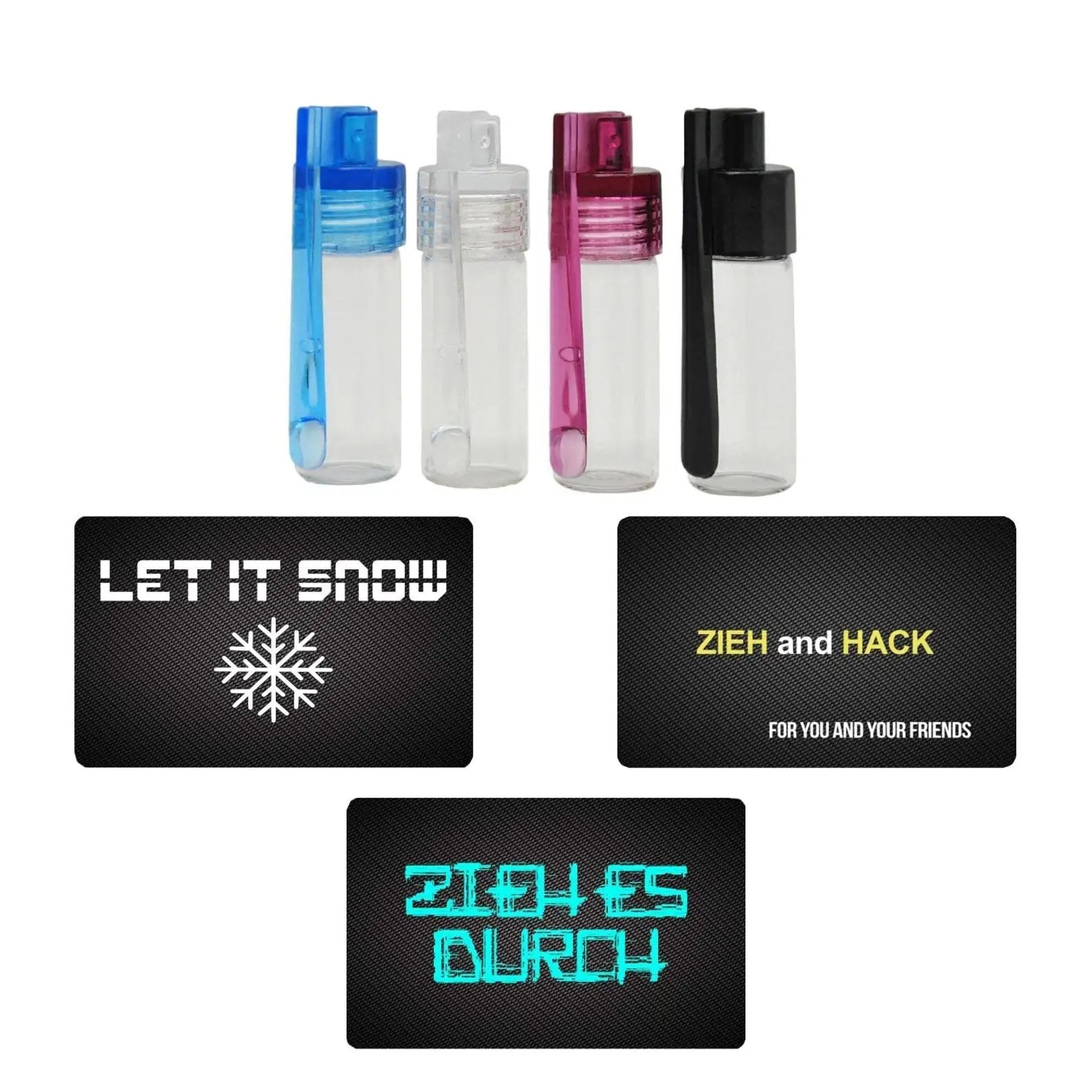 Set – 4 Große Spender (43mm, Klar) mit Löffel & 3 Hack-Karten -  from DieBallerei