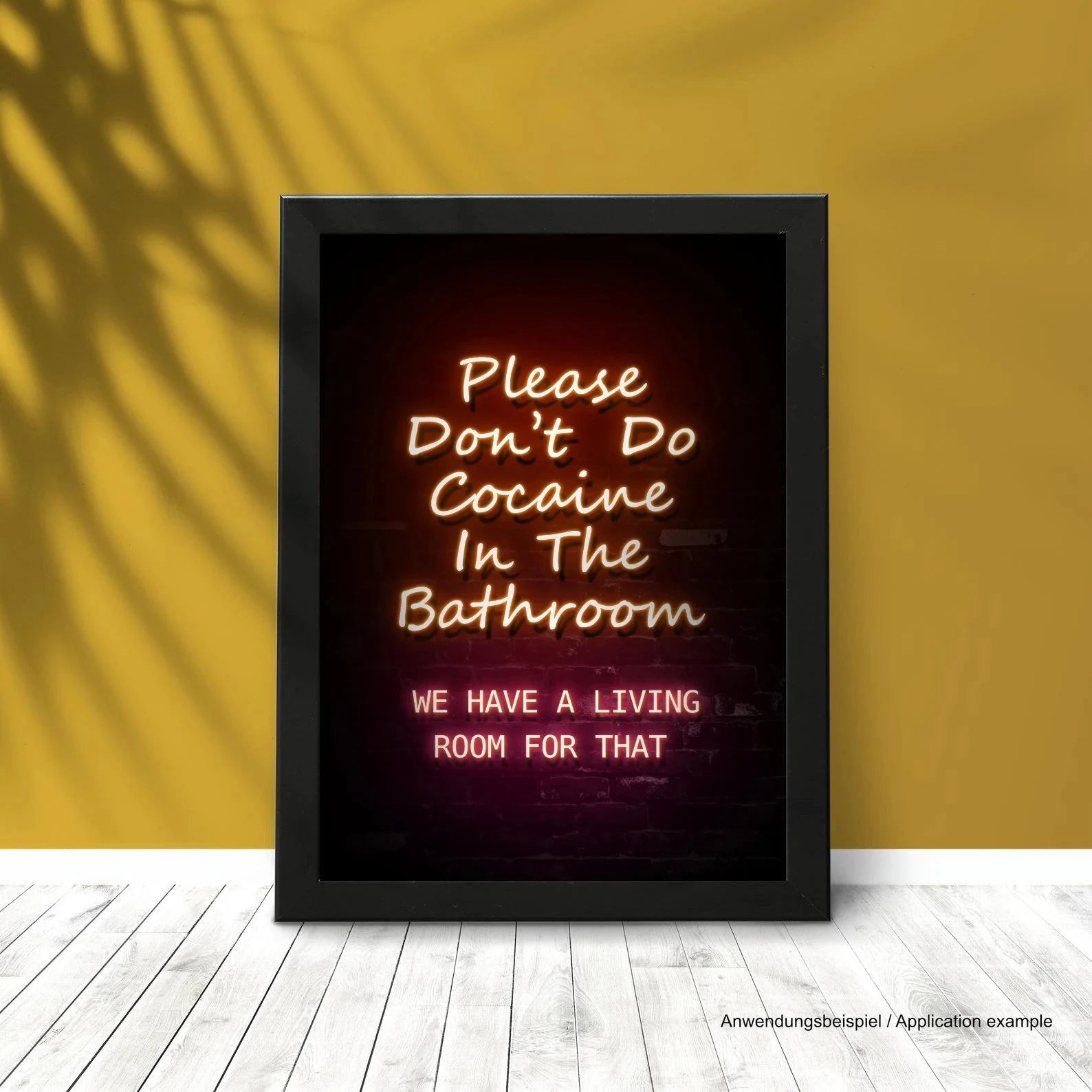 Poster „Please don’t do Cocaine in the Bathroom“ – Neon-Red (DIN A3 mit Rahmen) -  from DieBallerei