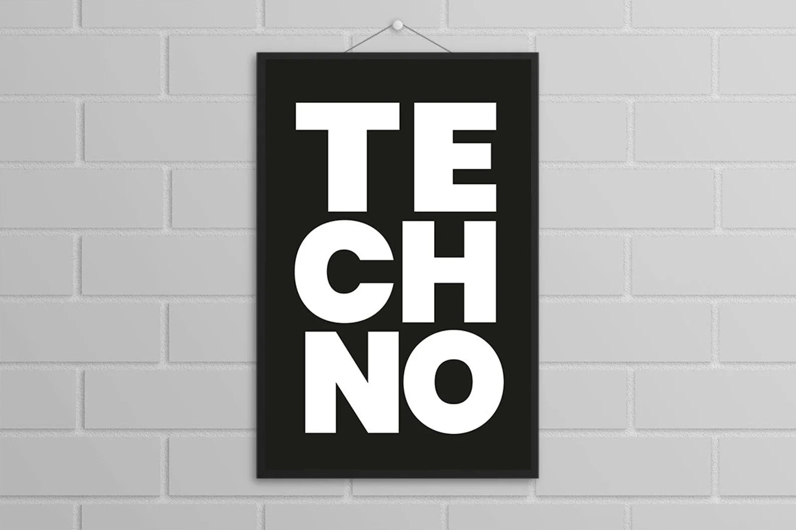 Poster „Techno“ – Black & White Edition (DIN A3 mit Rahmen) -  from DieBallerei