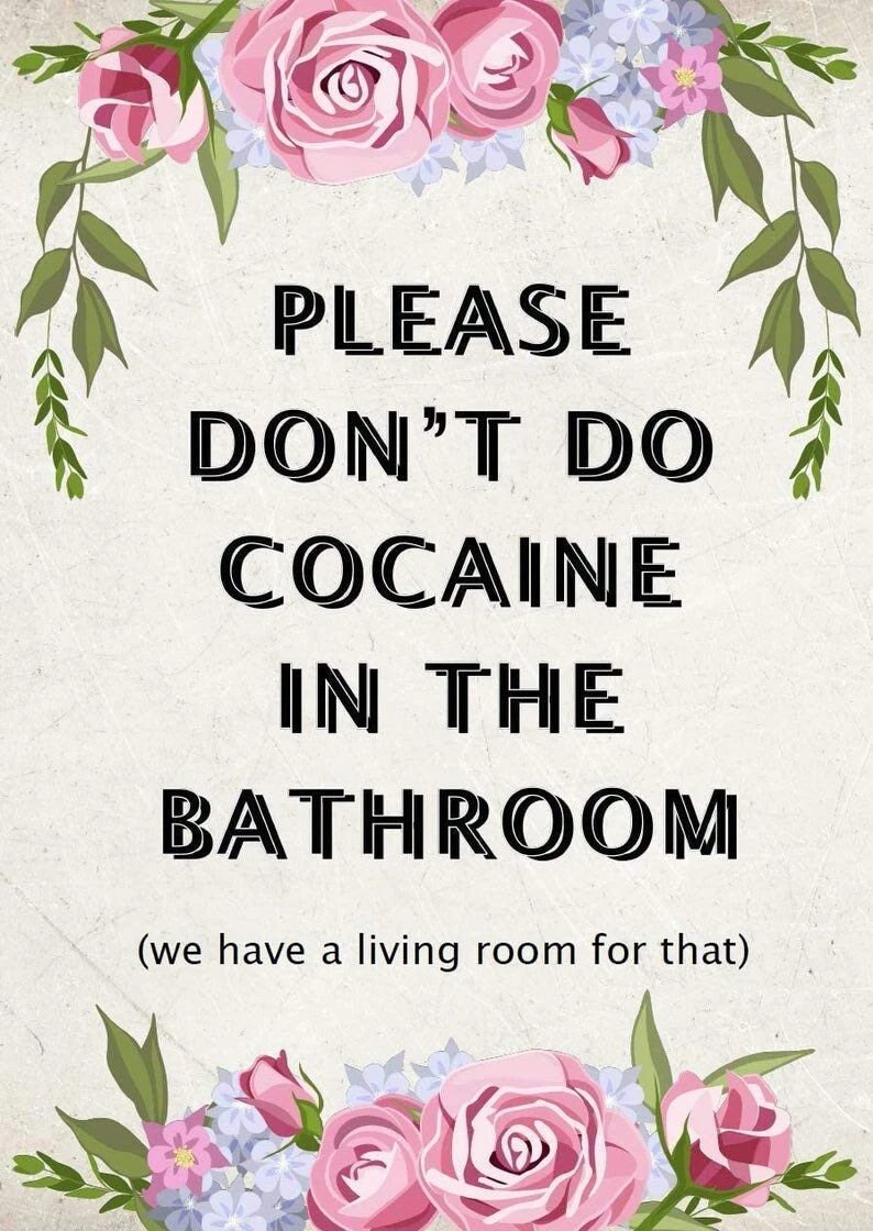 Poster „Please don’t do cocaine in the bathroom Blüten“ – DIN A3 mit weißem Rahmen -  from DieBallerei