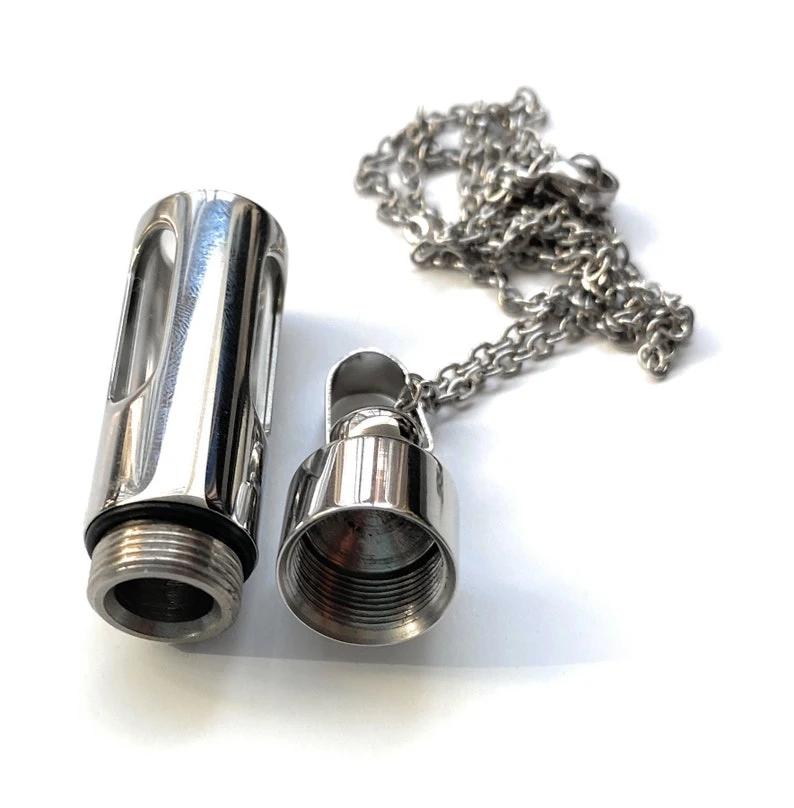 Pillenbox-Kette aus Edelstahl und Glas mit sicherem Schraubverschluss -  from DieBallerei