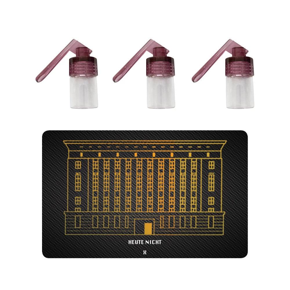 3er Spender-Set mit ausklappbarem Löffel & Berghain-Hack Karte – Klar & Funktional -  from DieBallerei