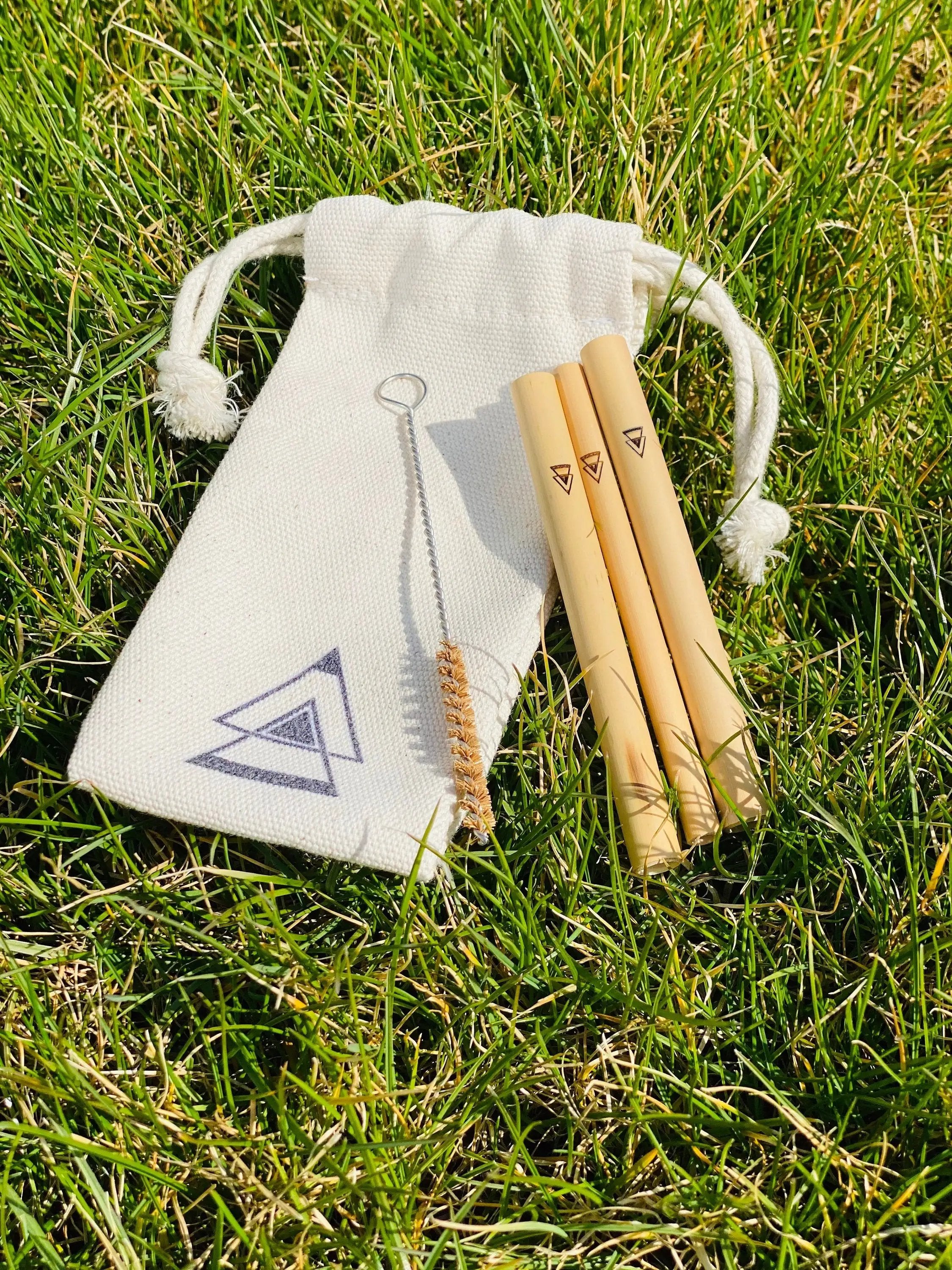 Nachhaltiges Bambus-Set – 3 Ziehröhrchen mit Reiniger & Aufbewahrungstasche -  from DieBallerei