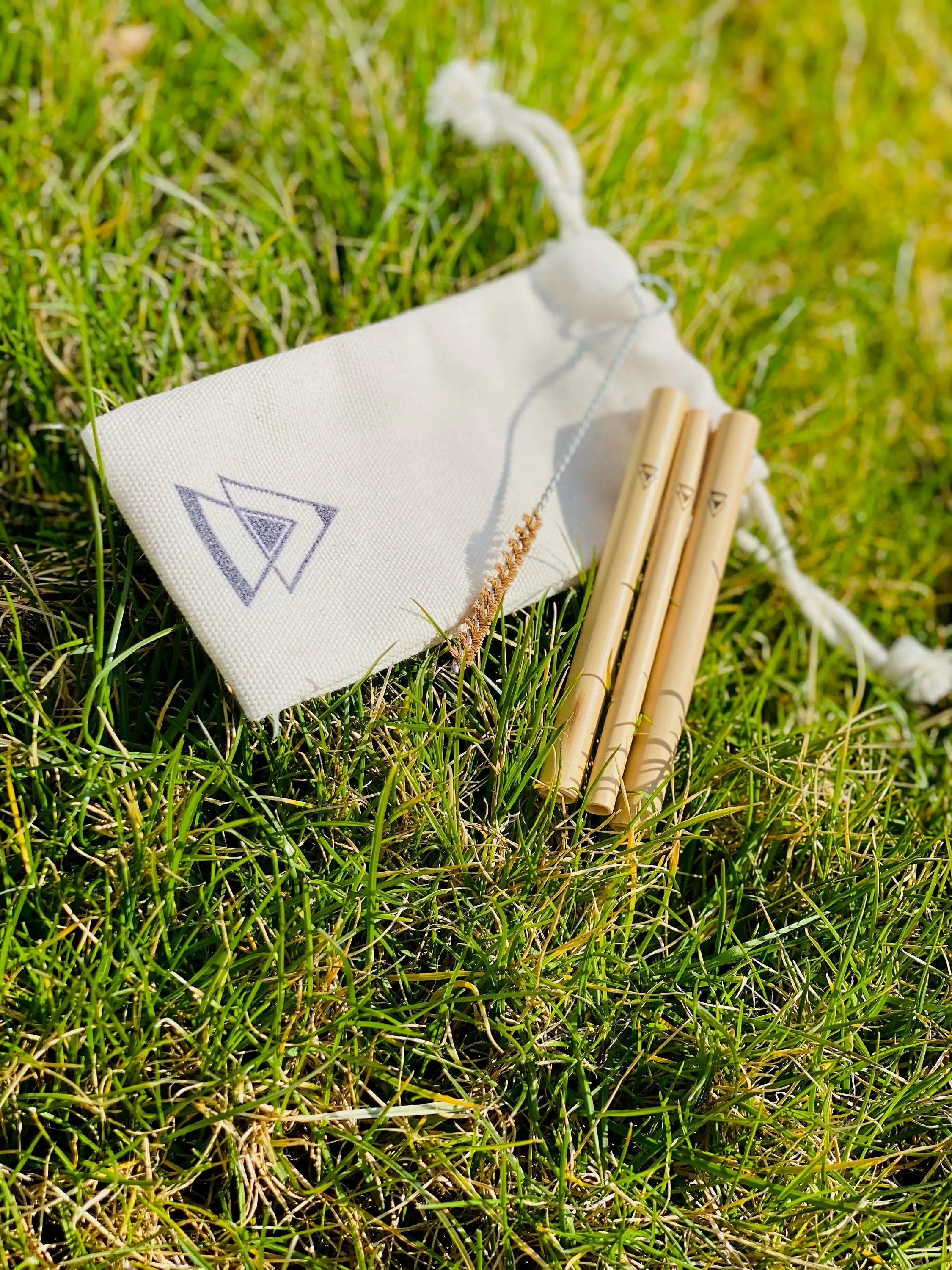 Nachhaltiges Bambus-Set – 3 Ziehröhrchen mit Reiniger & Aufbewahrungstasche -  from DieBallerei