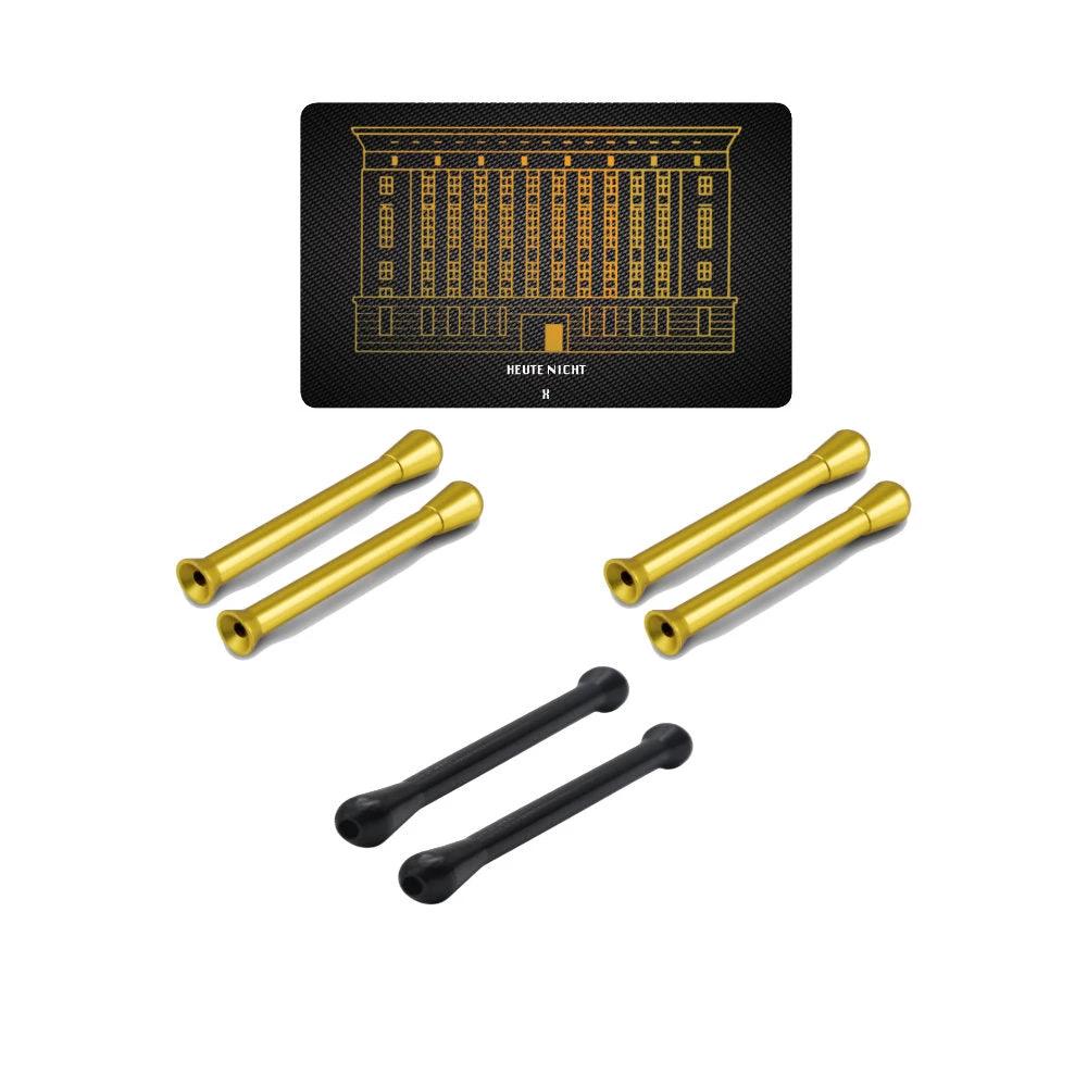 Praktisches Set – 6 Ziehröhrchen Gold/Schwarz & Berghain-Hack Karte -  from DieBallerei