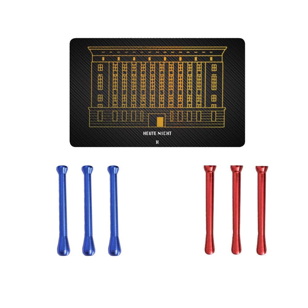 Praktisches Set – 6 Ziehröhrchen Blau/Rot & Berghain-Hack Karte -  from DieBallerei