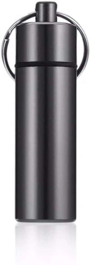 Aufbewahrungsbox Wasserdichte Aluminium Pillenbox mit Schlüsselanhänger in schwarz -  from DieBallerei