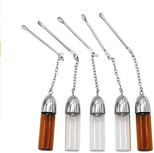 5er Set Dosierer/Spender – Snuff Bottle 57mm mit Löffel am Deckel braun und klar -  from DieBallerei