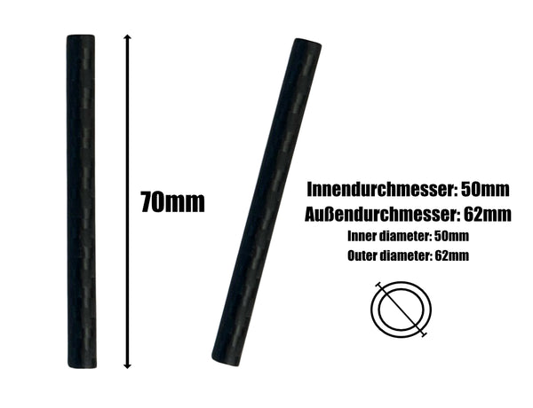 Schwarzes Röhrchen aus Carbon - Zieh-Röhrchen - stabil, leicht, elegant - Länge 70mm