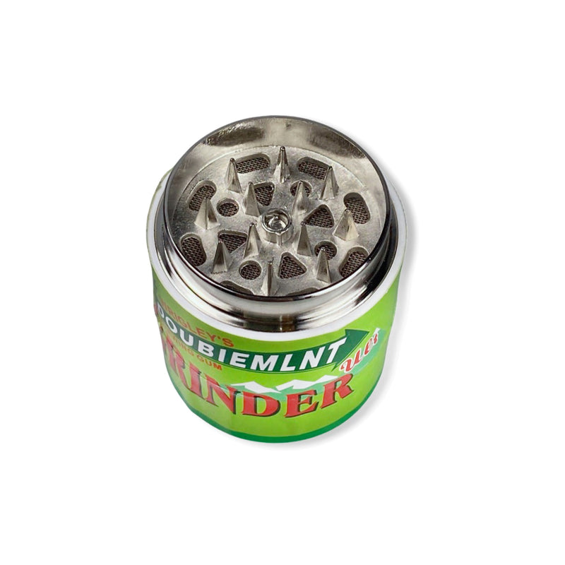 Grinder in chewing gum can look, 3 layers of plastic with magnet Smoking mill (80mm x 38mm) various colors