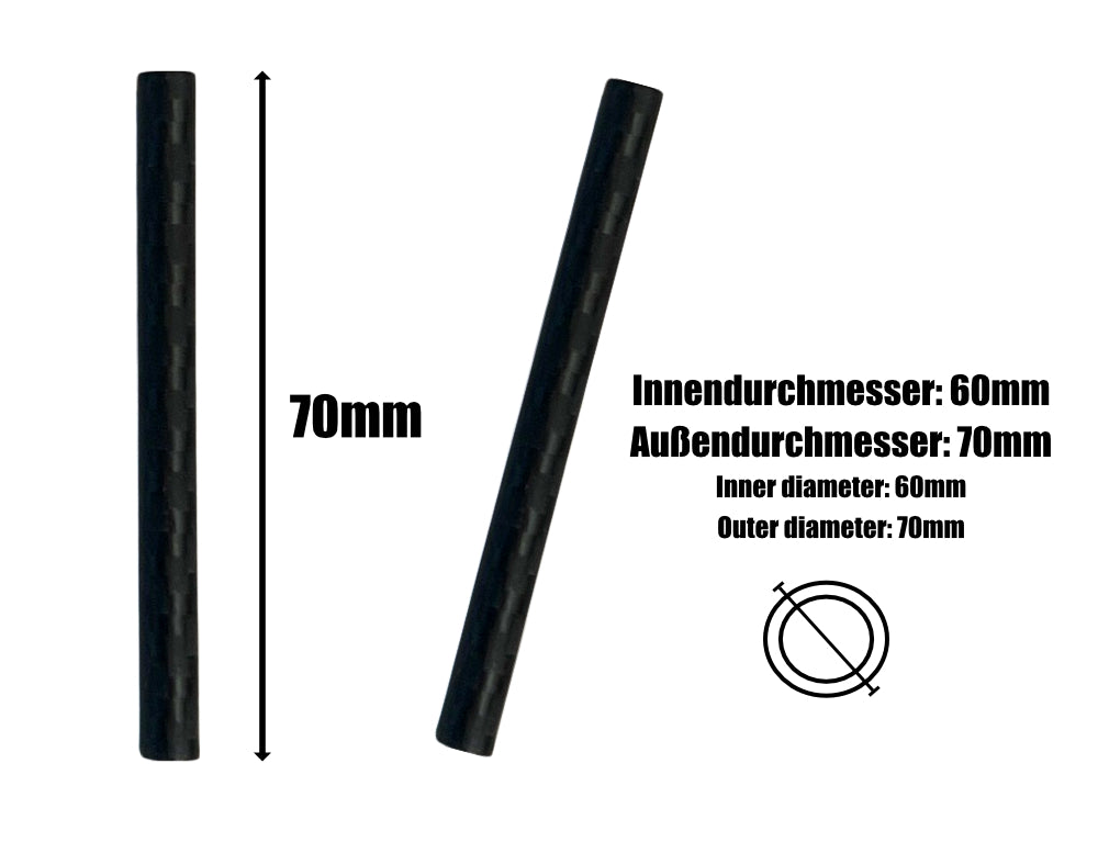 Schwarzes Röhrchen aus Carbon V2.0 (breiterer Durchmesser)  Zieh-Röhrchen - Länge 70mm - stabil, leicht, elegant