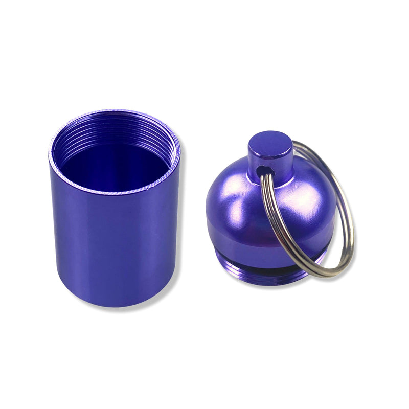 Pill box key ring with screw cap with plenty of storage space in many colors to choose from