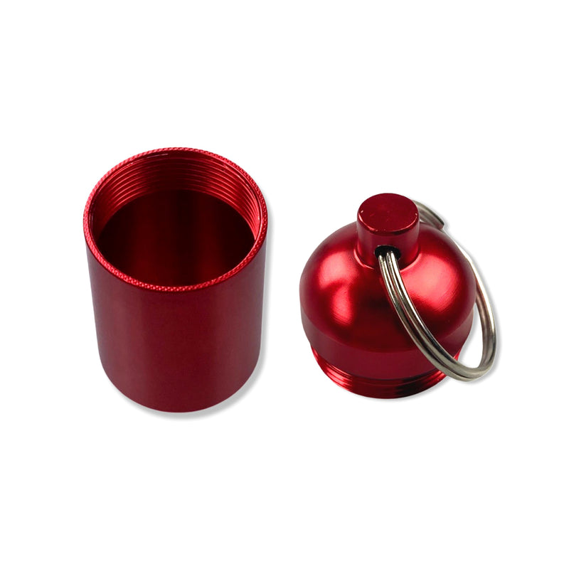 Pill box key ring with screw cap with plenty of storage space in many colors to choose from