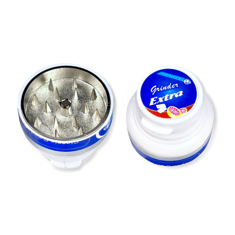 Grinder in chewing gum can look, 3 layers of plastic with magnet Smoking mill (80mm x 38mm) various colors