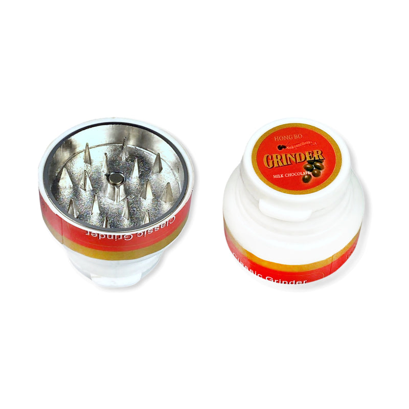 Grinder in chewing gum can look, 3 layers of plastic with magnet Smoking mill (80mm x 38mm) various colors