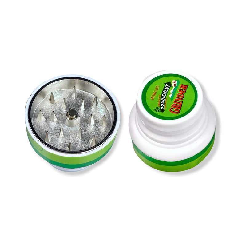 Grinder in chewing gum can look, 3 layers of plastic with magnet Smoking mill (80mm x 38mm) various colors