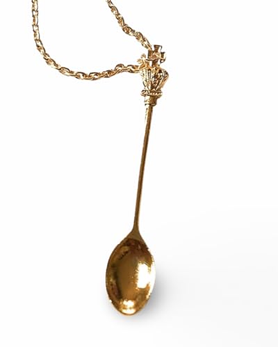 Elegant mini spoon pendant necklace - gold chain 45cm