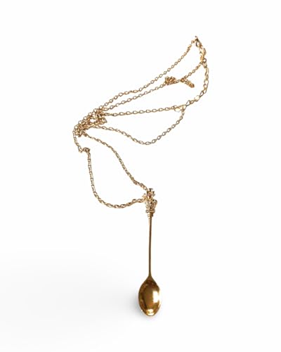 Elegant mini spoon pendant necklace - gold chain 45cm