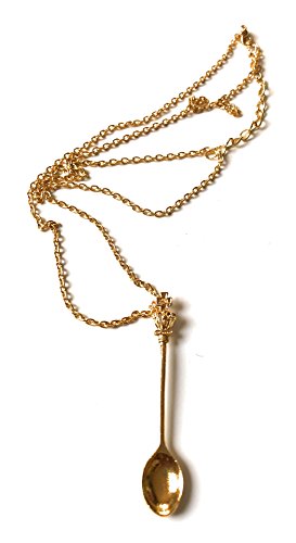 Elegant mini spoon pendant necklace - gold chain 45cm