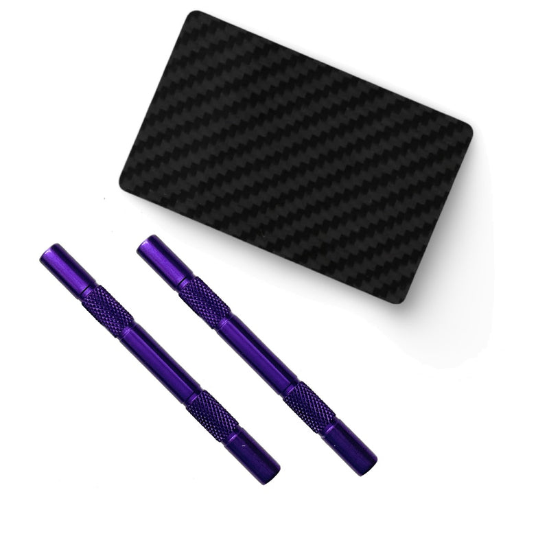 SET carbon hack card and high-quality aluminum snuff tube, grooved 80mm in purple/violet