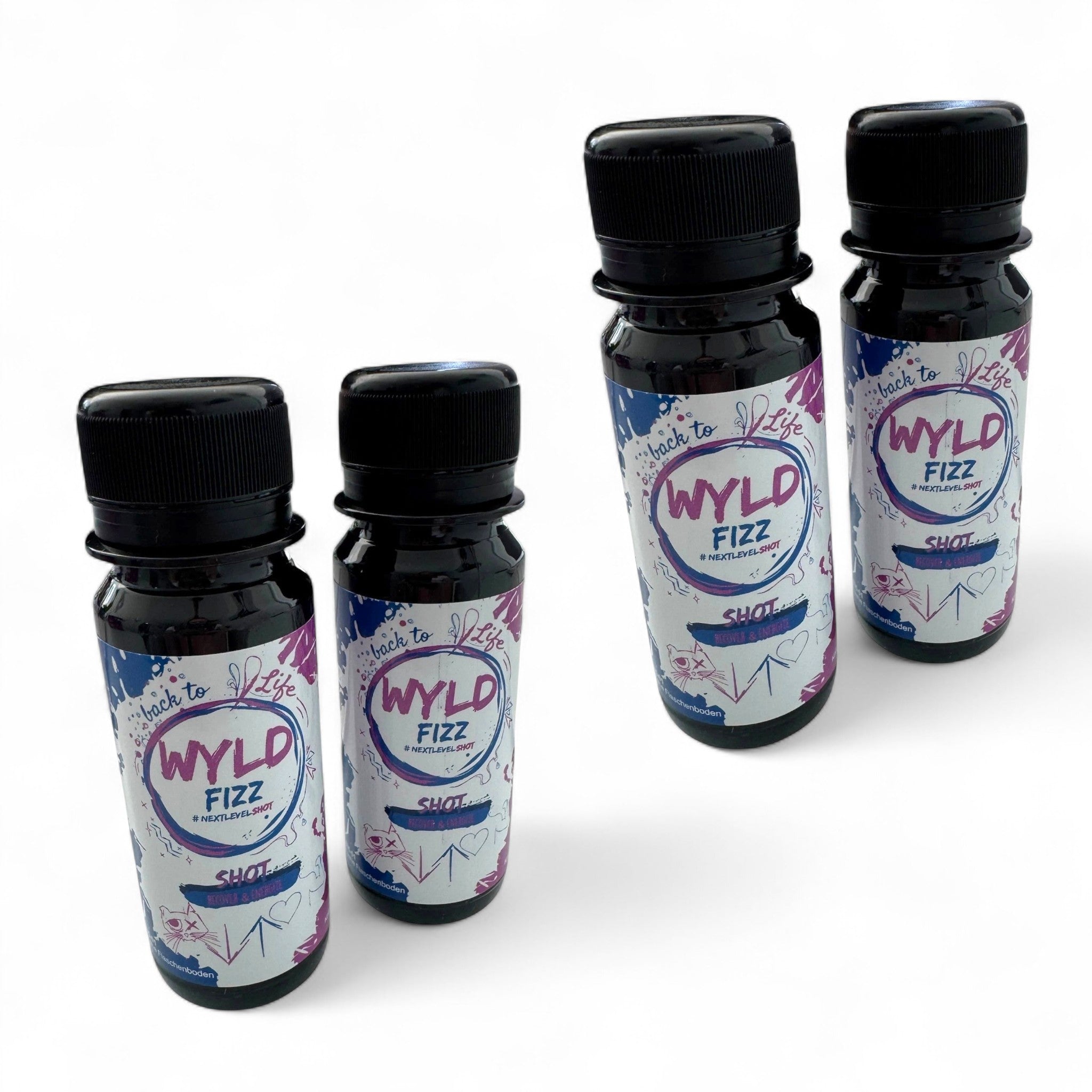 Ensemble de 4 - WYLD FIZZ ÉNERGIE – Shot de récupération pour fête Back to Life