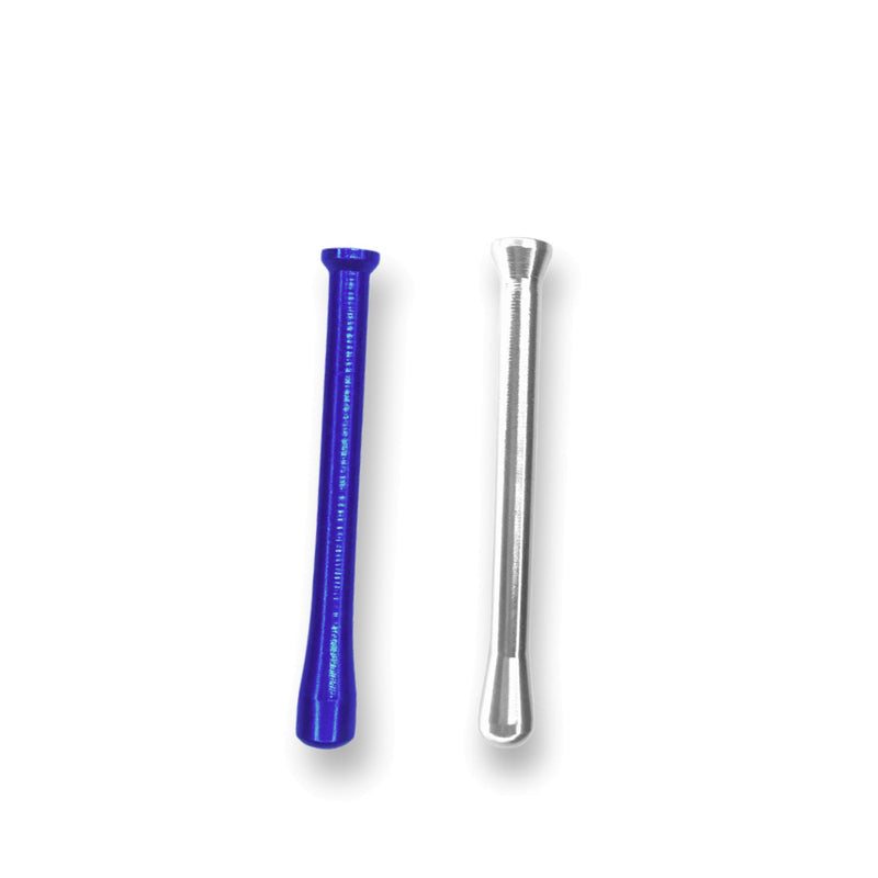 2 x Colored Metal Straw Strohhalm Ziehröhrchen Snuff Bat Snorter Nasal Tube Bullet Sniffer Snuffer (Blau und Silber)