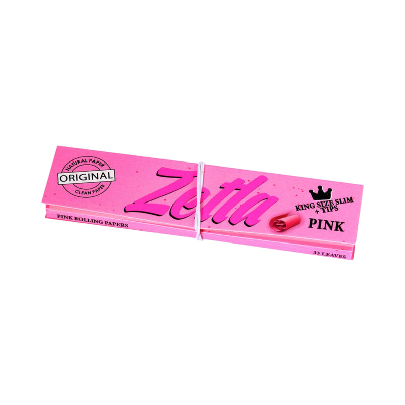 Papiers Zetla Rose + Filtres King Size Slim - Papier de haute qualité, combustion lente en rose