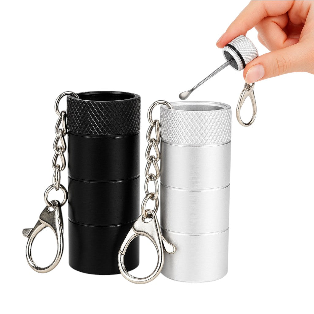 🖤 Aluminium Teleskop-Löffel im Schlüsselanhänger-Format - Schwarz