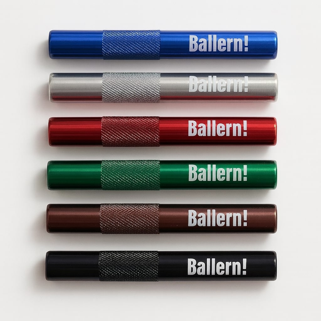 „Ballern!“ Aluminium-Röhrchen – Stylisch, Robust & Funktional in 7 Farben