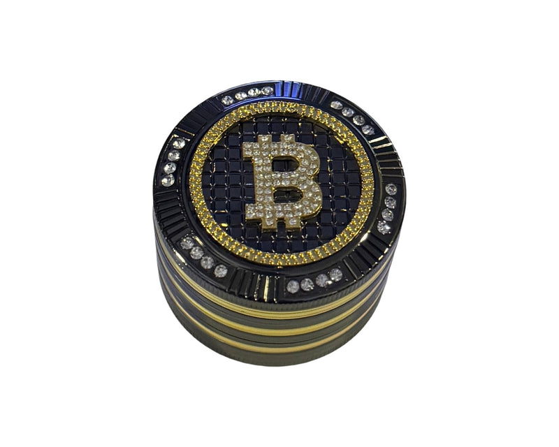 Bling Bling Bitcoin Grinder 4-teilig (50mm) Champ High Gold und Strass