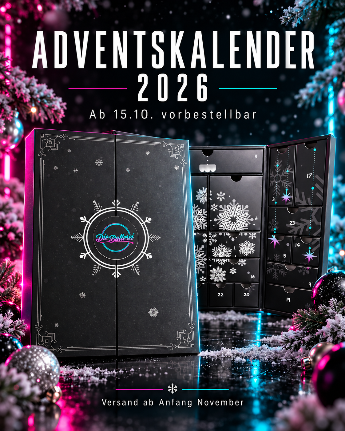 Begrenset opplag: Die Ballerei adventskalender 2025 - overraskelser til en verdi av rundt 290,00€ julekalender