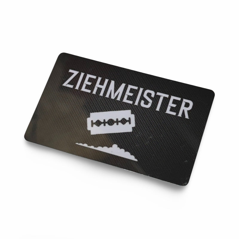 Card "ZIEHMEISTER" in carbon look in EC card/ID card format for snuff - hack card -