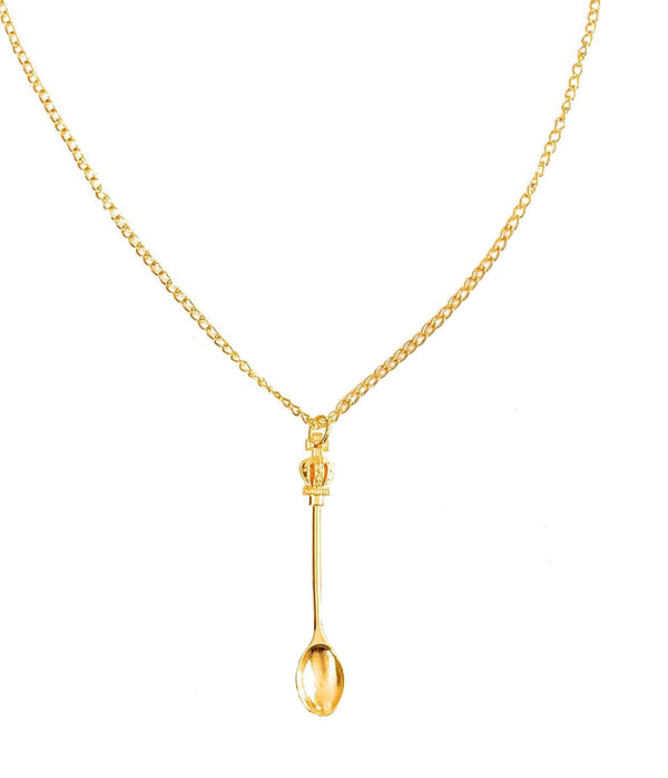 Eleganter Mini-Löffel Anhänger Halskette - Goldene Kette 45cm