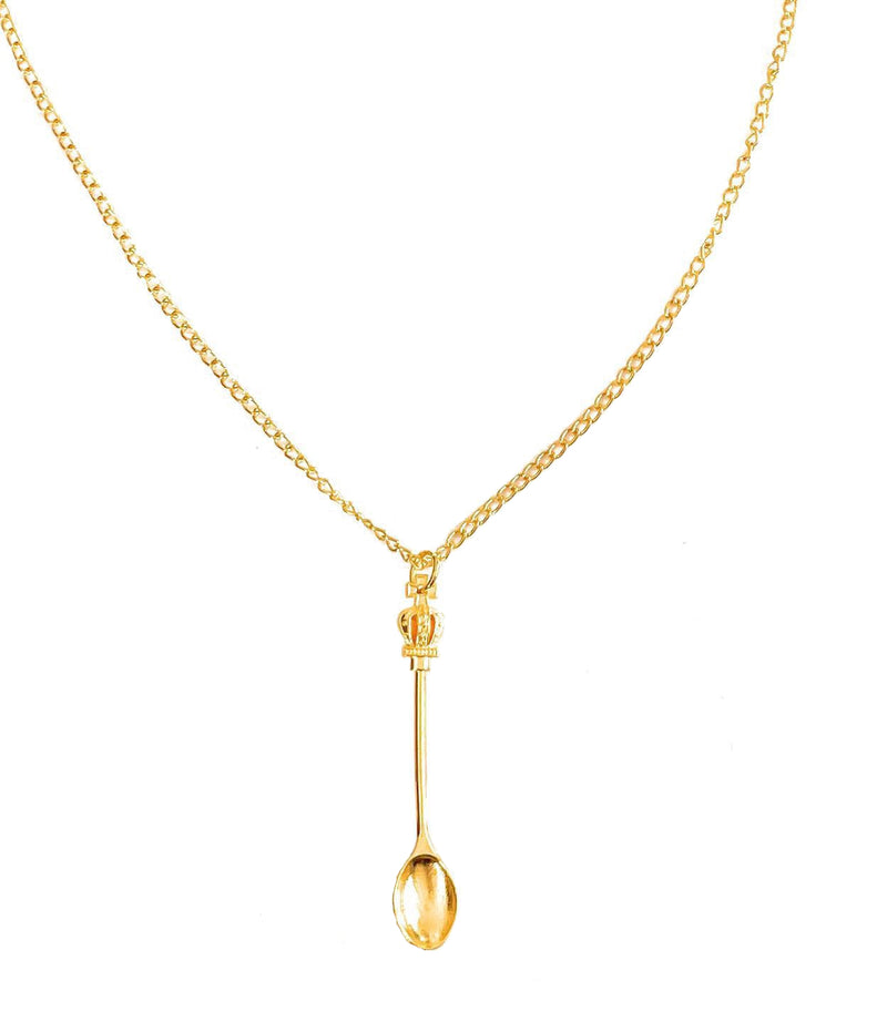 Elegant mini spoon pendant necklace - gold chain 45cm