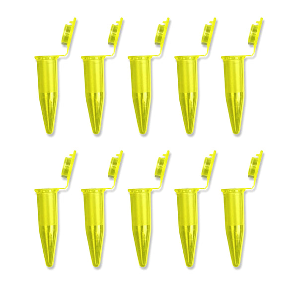 Jeu de capsules (10 pièces) avec indication de quantité Sniff Snuff conservation capsule en tissu plastique refermable microtubes 1,5 ml jaune