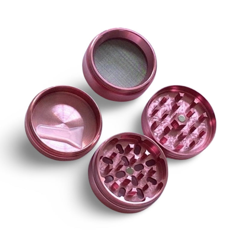 Grinder Rosé Rose 4 Couches Aluminium avec Aimant Broyeur à Fumer (60mm) Rose