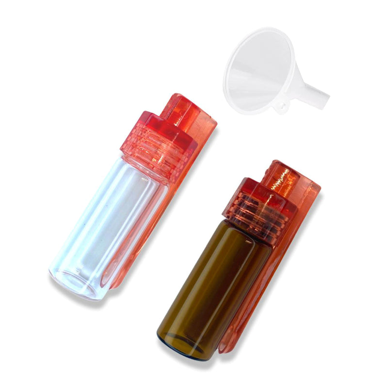 Large dispenser (43mm) with fold-out spoon with red screw lid including funnel