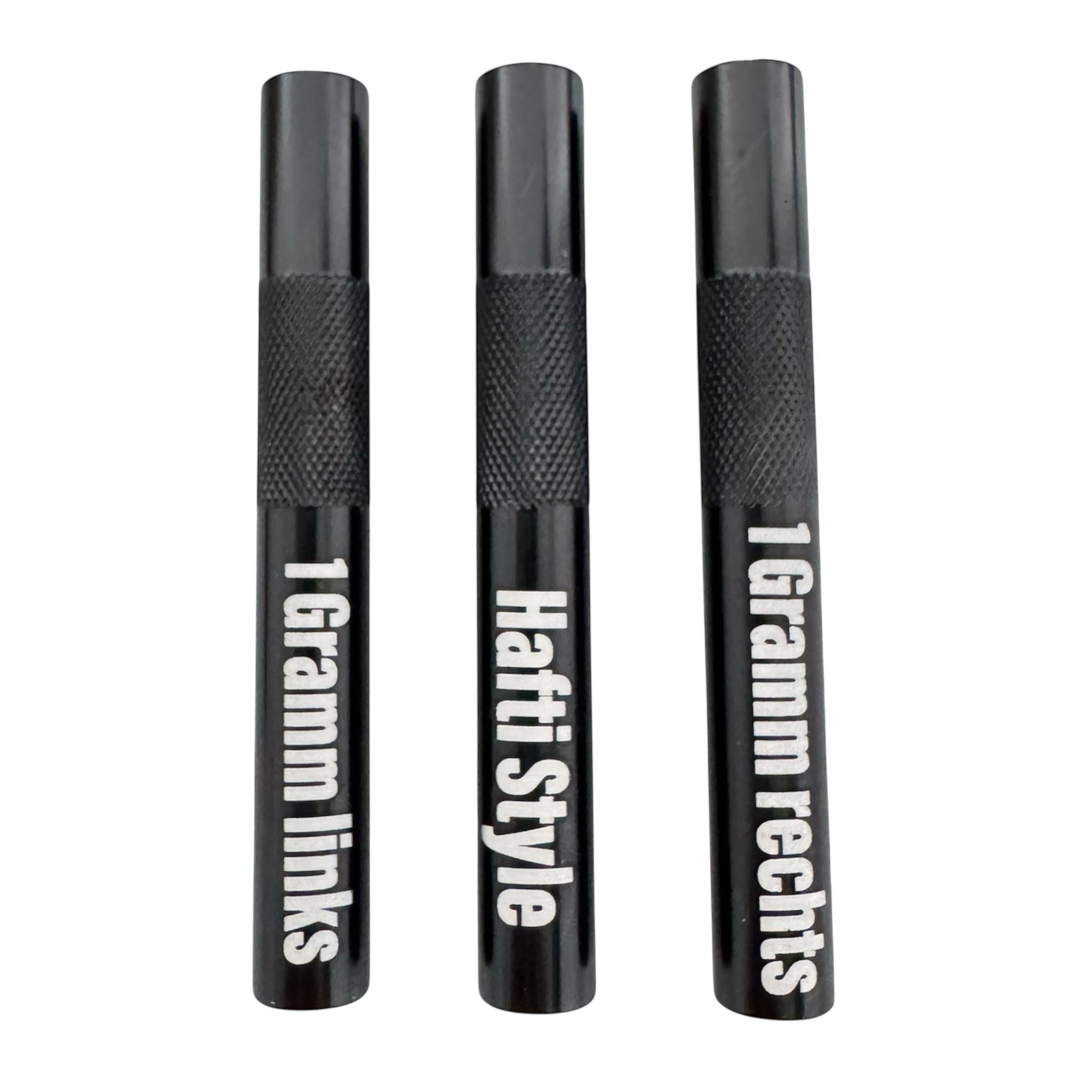 Hafti Style 3er-Set – Aluminiumröhrchen „1 Gramm links / 1 Gramm rechts / Hafti Style“ 