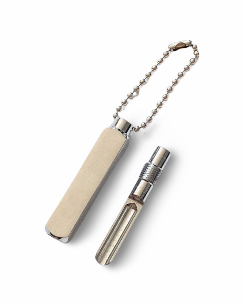 Pendentif avec cuillère à priser | Doseur portionneur en aluminium | Donateur| Sniff Snuff Porte-clés discret et élégant en argent