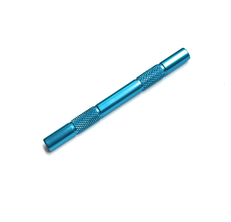 High-quality aluminum snuff tube, ribbed 80mm in turquoise