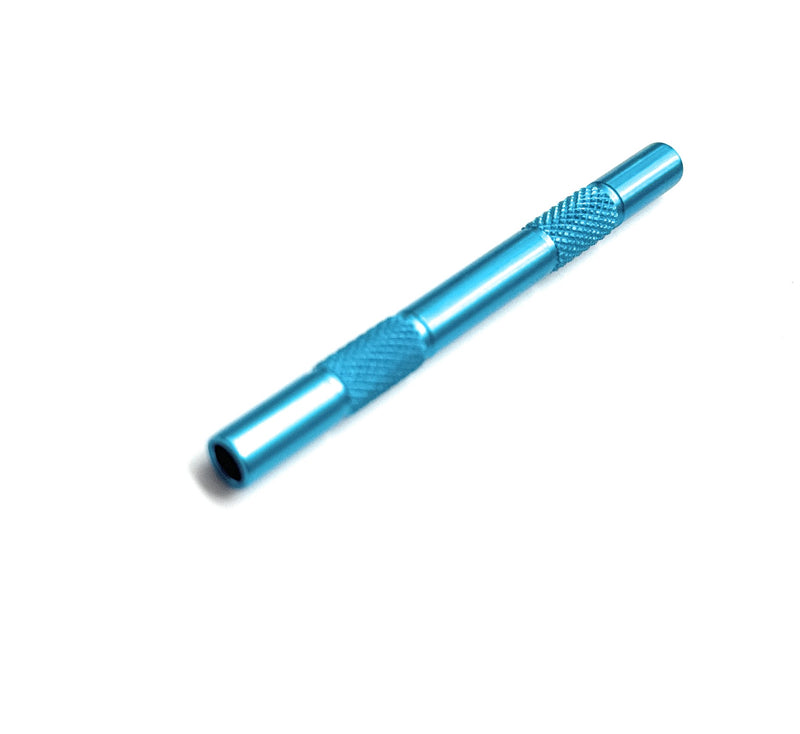 High-quality aluminum snuff tube, ribbed 80mm in turquoise