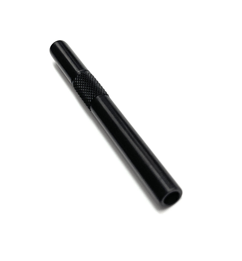 High-quality aluminum snuff tube, ribbed 80mm in matt black