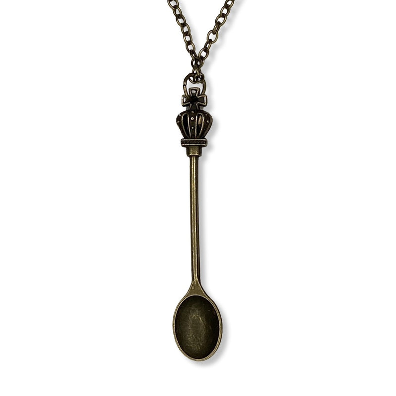 Mini pendentif cuillère élégant avec collier de 45 cm – Cuillère à priser vintage pour femme, Queen Copper