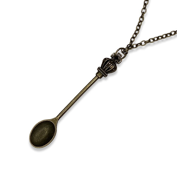 Mini pendentif cuillère élégant avec collier de 45 cm – Cuillère à priser vintage pour femme, Queen Copper