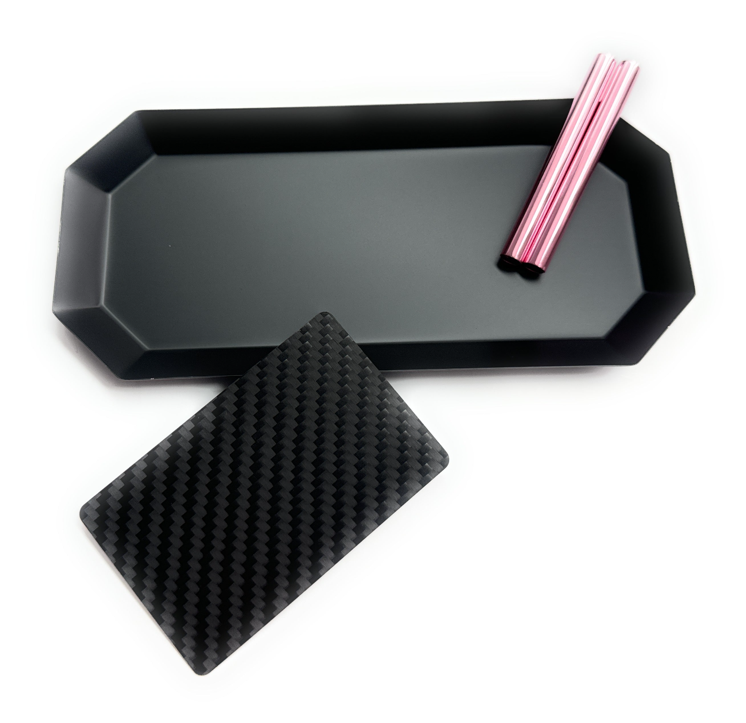 SET Noir Mat/Rose Octogone 1x planche métallique avec 2 tubes à dessin et base à dessin en carte carbone, stable et élégante