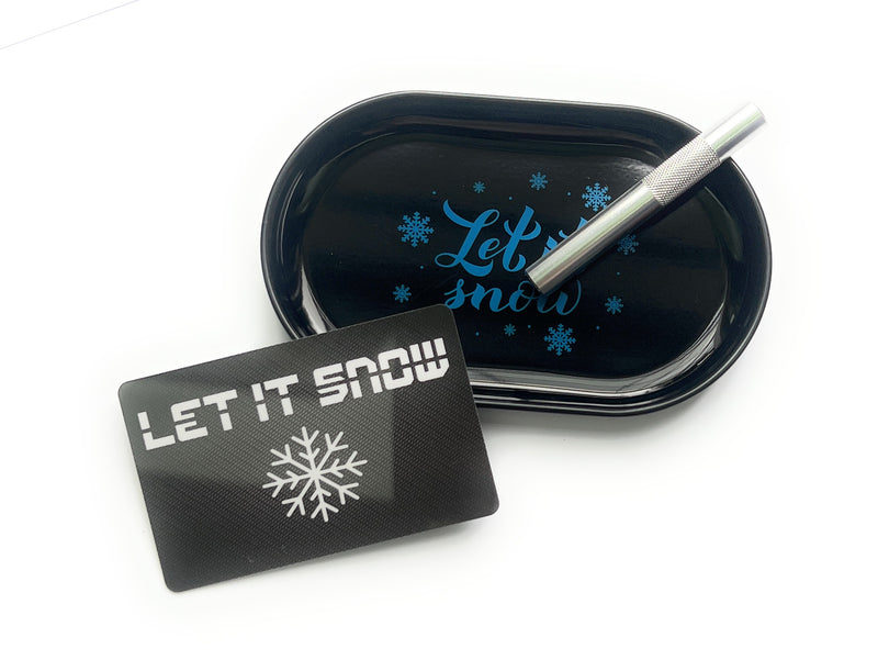 SET Let it snow blue 1x metal (sheet metal) board including drawing tube and Let it snow card/chopping card